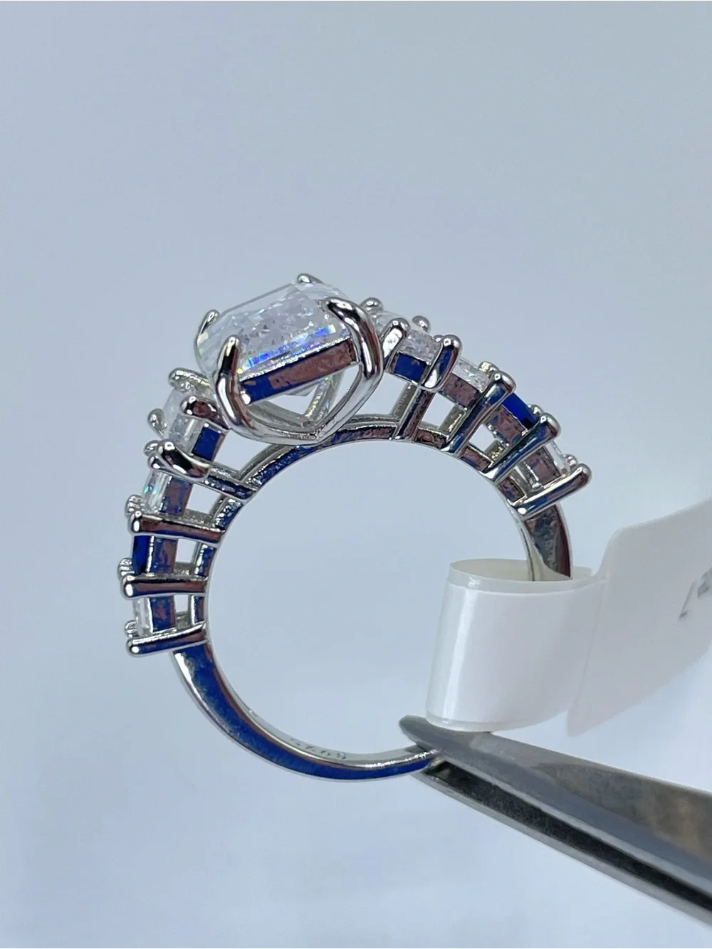 Swarovski Crystal Elements White Emerald Cut Statement Ring Size 7